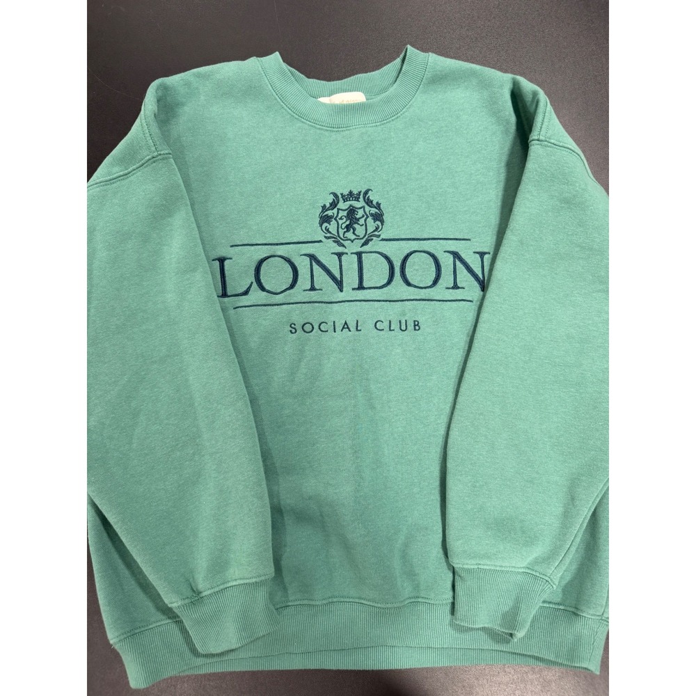 State of Mine London Social Club Sweatshirt Teal Green Embroidered Crewneck M